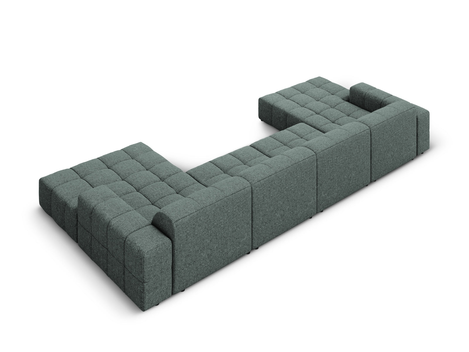 Modernes 6-Sitzer Chicago Panoramic Sofa in edlem Petrol-Haga, perfekt für stilvolle Wohnzimmer und gesellige Runden.