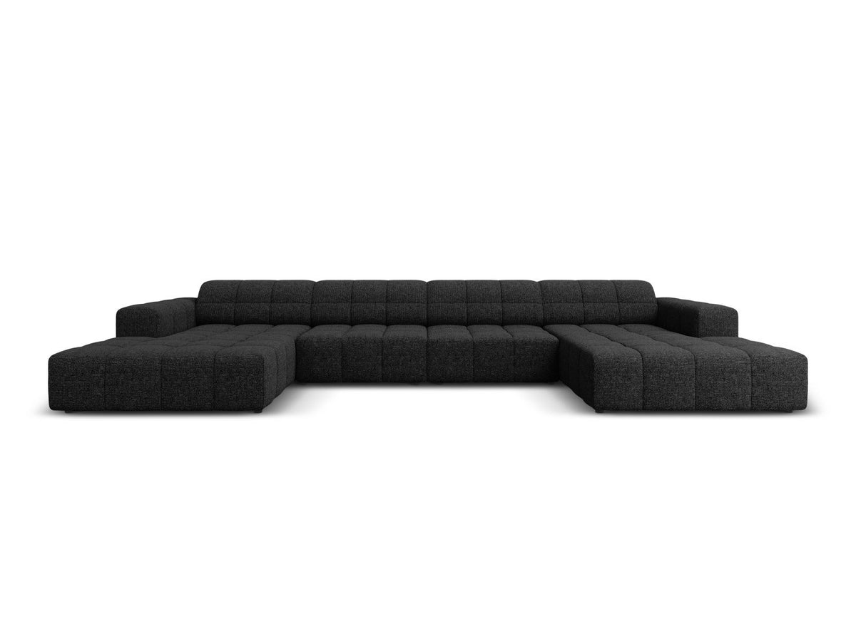 Cosmopolitan Design Chicago Panoramic Sofa, 6-Sitzer in Light Beige-Eden, Massivholzrahmen, Kunststoffbeine, grosszügige Sitzfläche mit Récamiere.