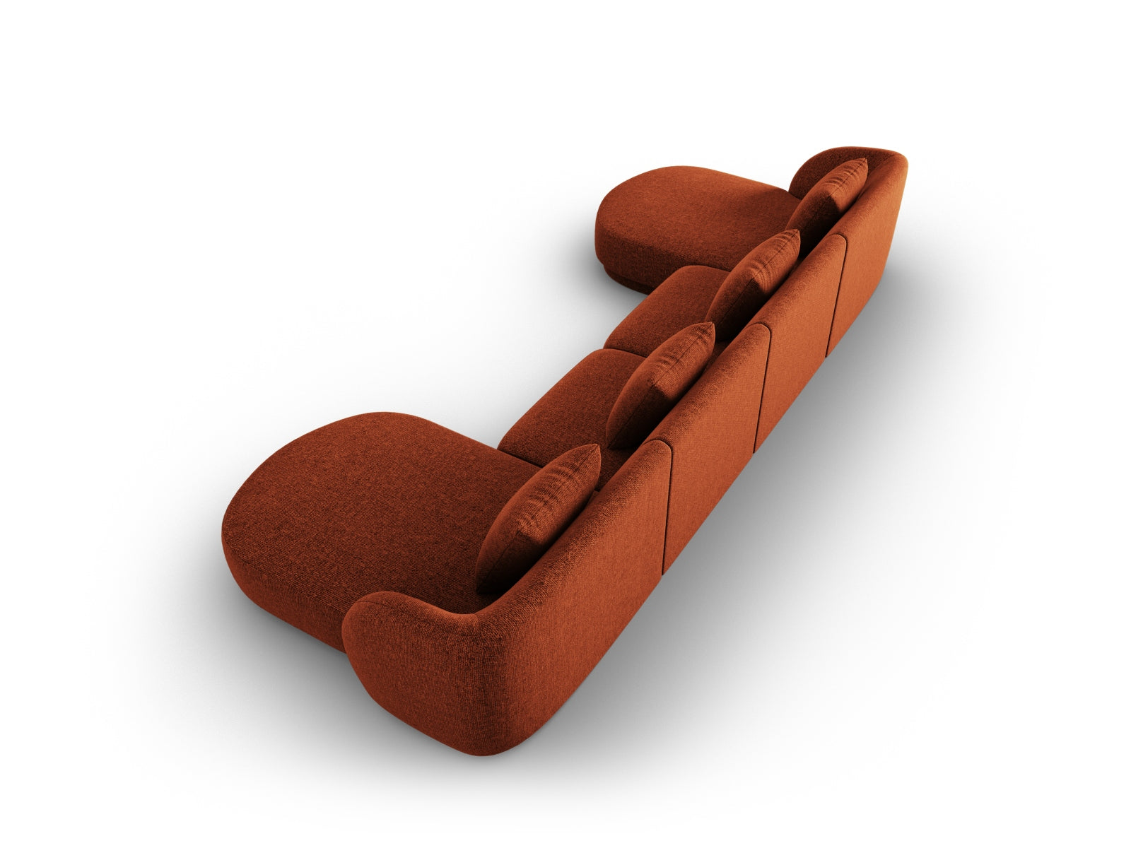 Stylisches 5-Sitzer Sofa Tulum in warmem Terracotta, perfekt für gemütliche und moderne Wohnambiente.