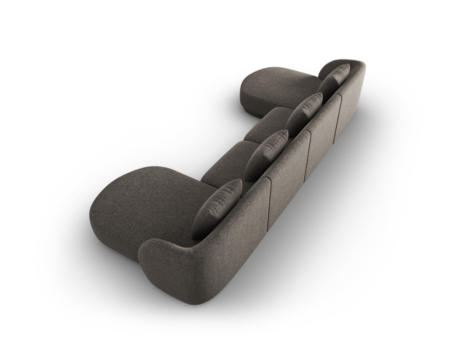 Modernes 5-Sitzer Tulum Panoramic Sofa in elegantem Grau, perfekt für stilvolle Wohnzimmer und entspannte Zusammenkünfte.