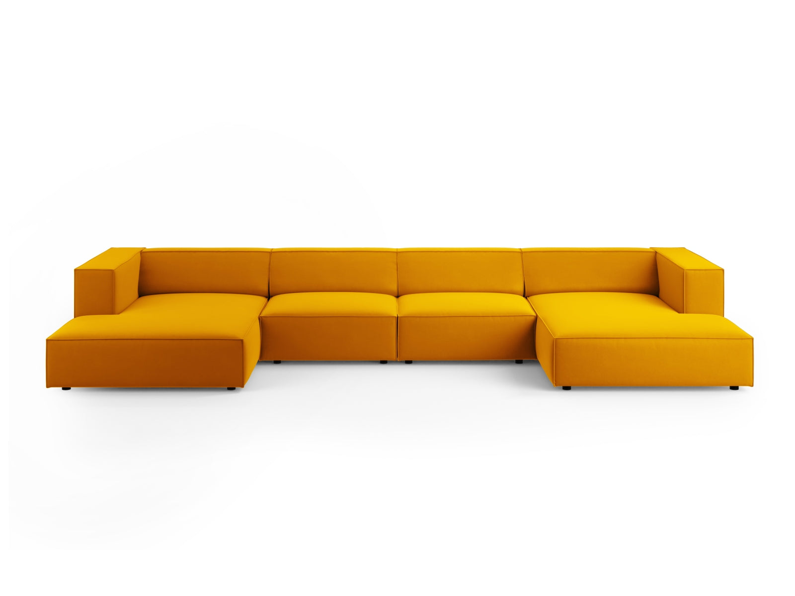 Arendal Velour Panoramic Sofa 6 Sitzer in Yellow präsentiert im Onlineshop von KAQTU Design AG. 3er Sofa ist von Cosmopolitan Design