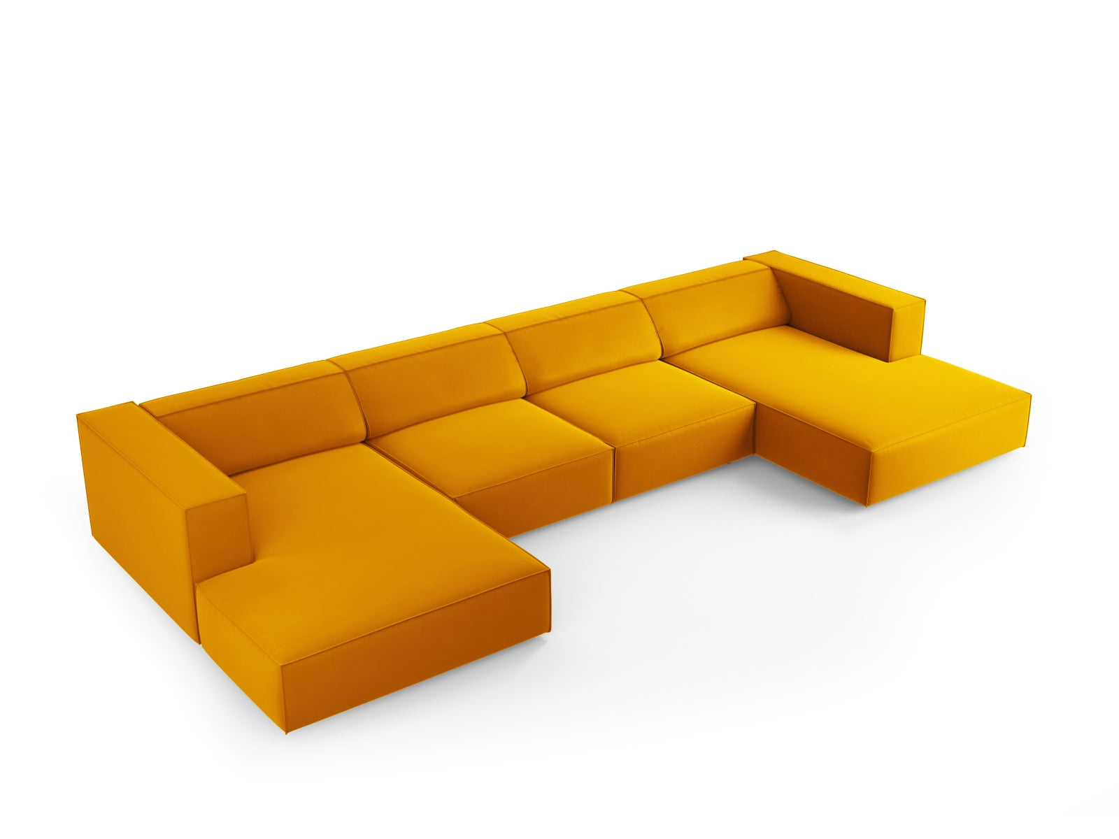 Erleben Sie das Arendal Velour Panoramic Sofa 6 Sitzer von Cosmopolitan Design – stilvolles Design, hervorragender Komfort und perfekt für Ihr modernes Zuhause.