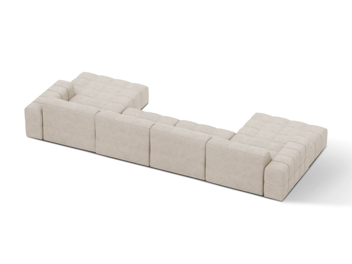 Cosmopolitan Design Chicago Panoramic Sofa, 6-Sitzer in Light Beige-Eden, Massivholzrahmen, Kunststoffbeine, grosszügige Sitzfläche mit Récamiere.