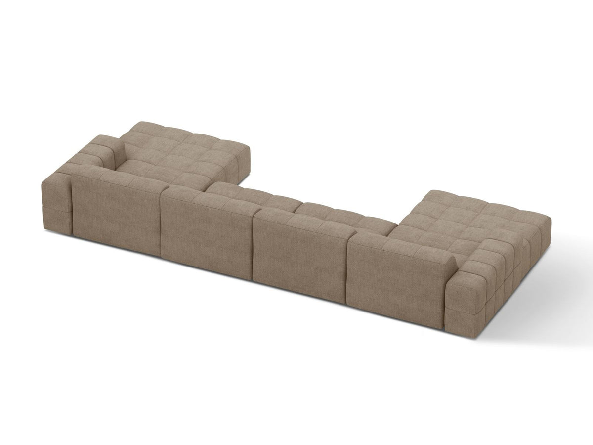 Cosmopolitan Design Chicago Panoramic Sofa, 6-Sitzer in Light Beige-Eden, Massivholzrahmen, Kunststoffbeine, grosszügige Sitzfläche mit Récamiere.