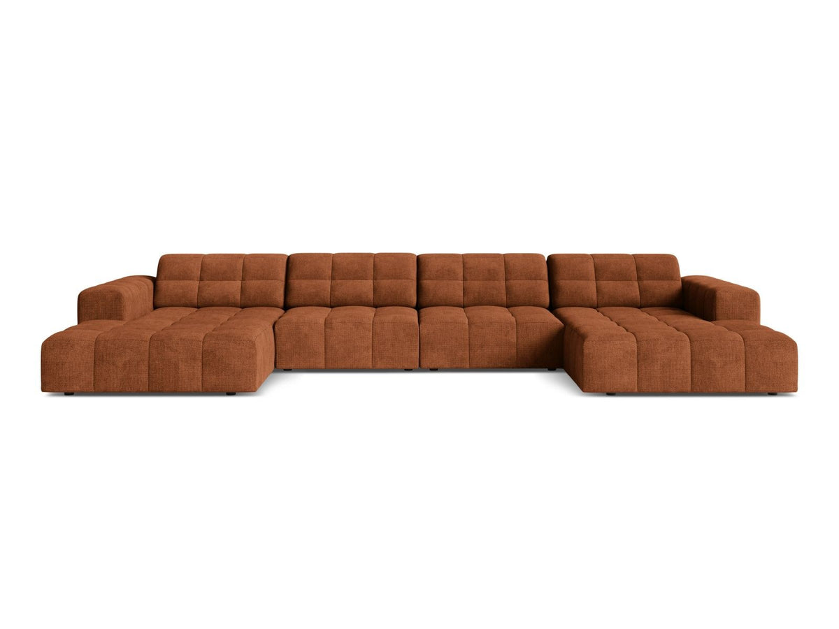 Cosmopolitan Design Chicago Panoramic Sofa, 6-Sitzer in Light Beige-Eden, Massivholzrahmen, Kunststoffbeine, grosszügige Sitzfläche mit Récamiere.