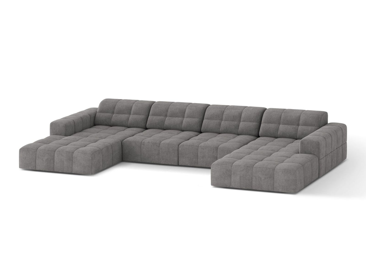 Cosmopolitan Design Chicago Panoramic Sofa, 6-Sitzer in Light Beige-Eden, Massivholzrahmen, Kunststoffbeine, grosszügige Sitzfläche mit Récamiere.