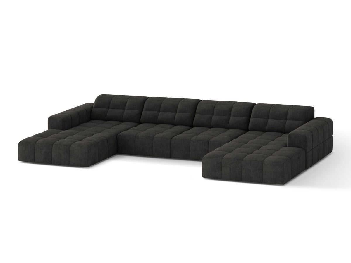 Cosmopolitan Design Chicago Panoramic Sofa, 6-Sitzer in Light Beige-Eden, Massivholzrahmen, Kunststoffbeine, grosszügige Sitzfläche mit Récamiere.