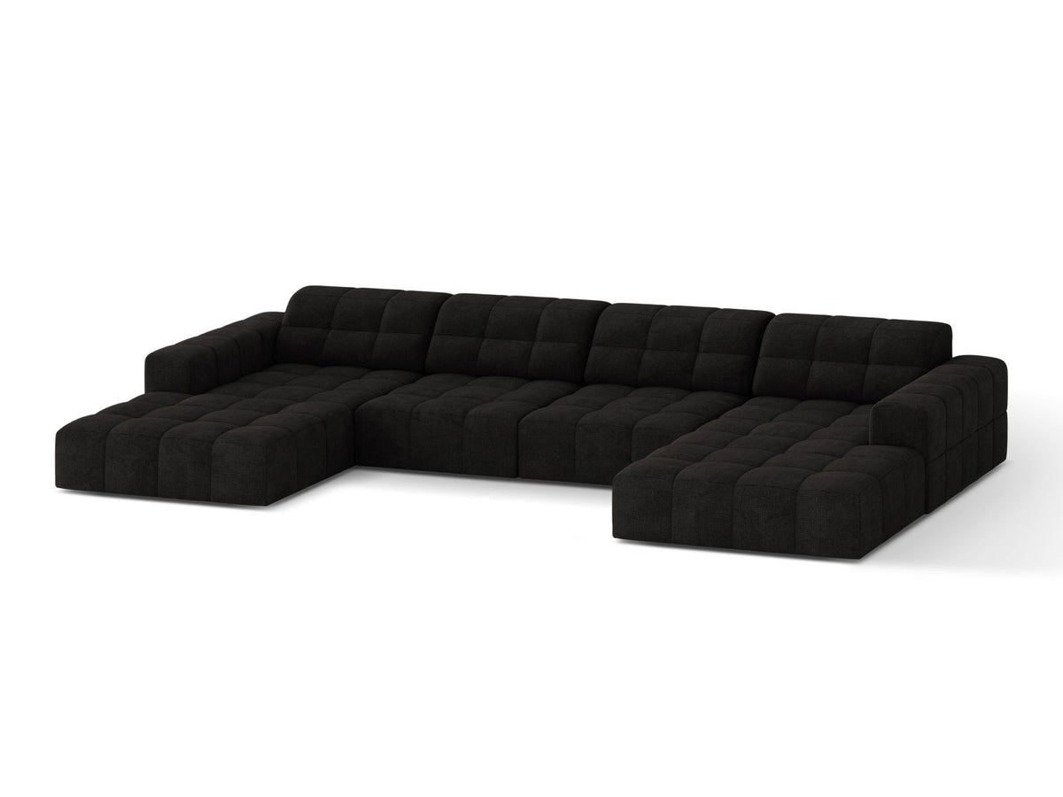 Cosmopolitan Design Chicago Panoramic Sofa, 6-Sitzer in Light Beige-Eden, Massivholzrahmen, Kunststoffbeine, grosszügige Sitzfläche mit Récamiere.