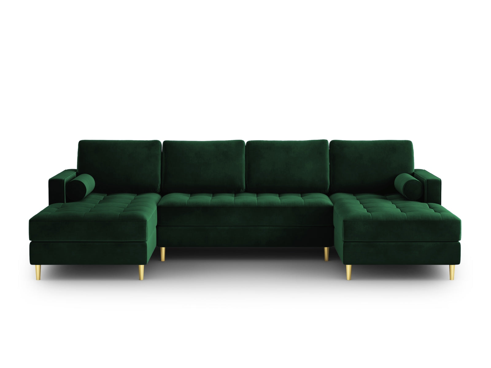 Elegantes Ecksofa Aspen für 6 Personen in stilvollem Flaschengrün, ideal für gemütliche Zusammenkünfte und zeitgemäße Einrichtung.