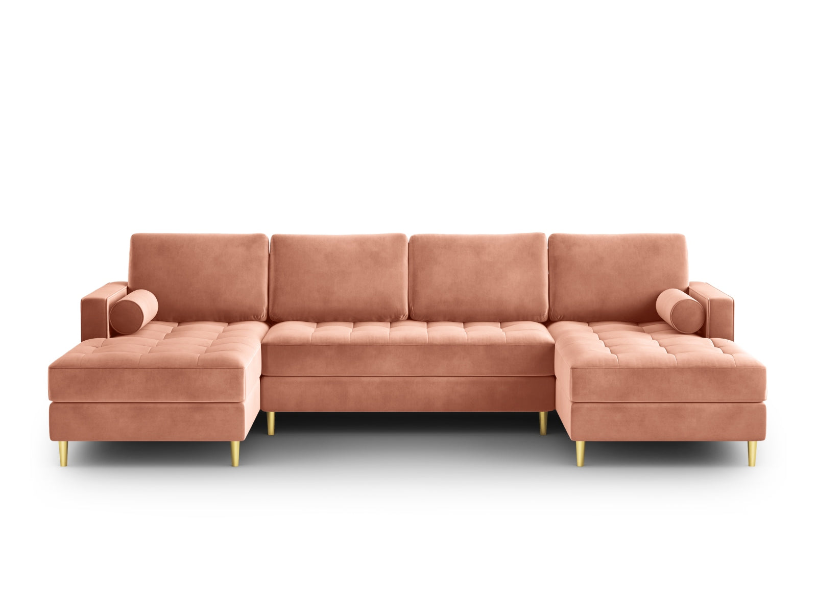 Elegantes 6-Sitzer Ecksofa Aspen in sanftem Pink, ideal für stilvolle Wohnräume, präsentiert von Cosmopolitan Design.