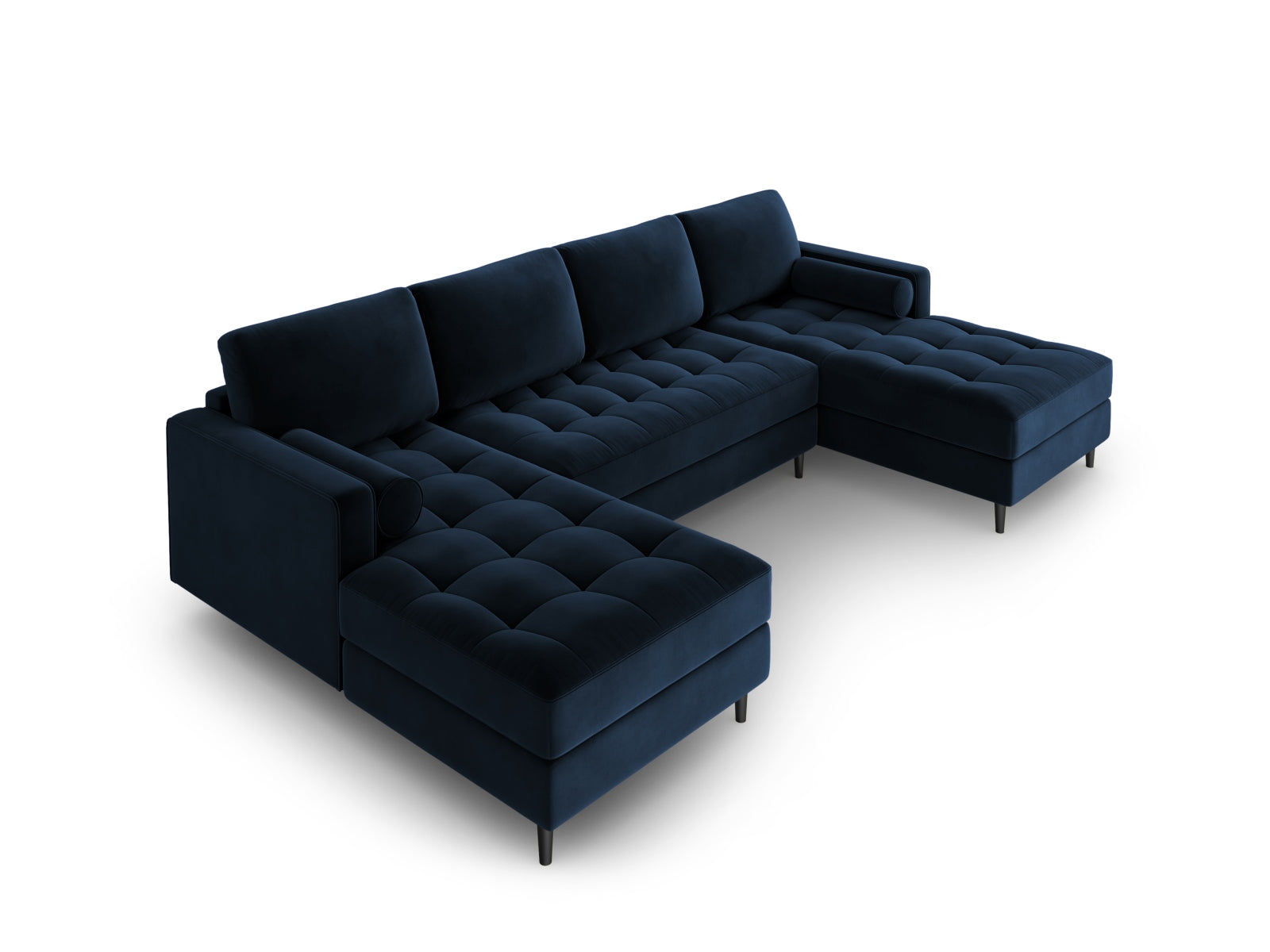 Modernes 6-Sitzer Panoramic Sofa Aspen in Royal Blue, perfekt für gesellige Abende und stilvolle Einrichtung, bietet hohen Komfort und Platz.