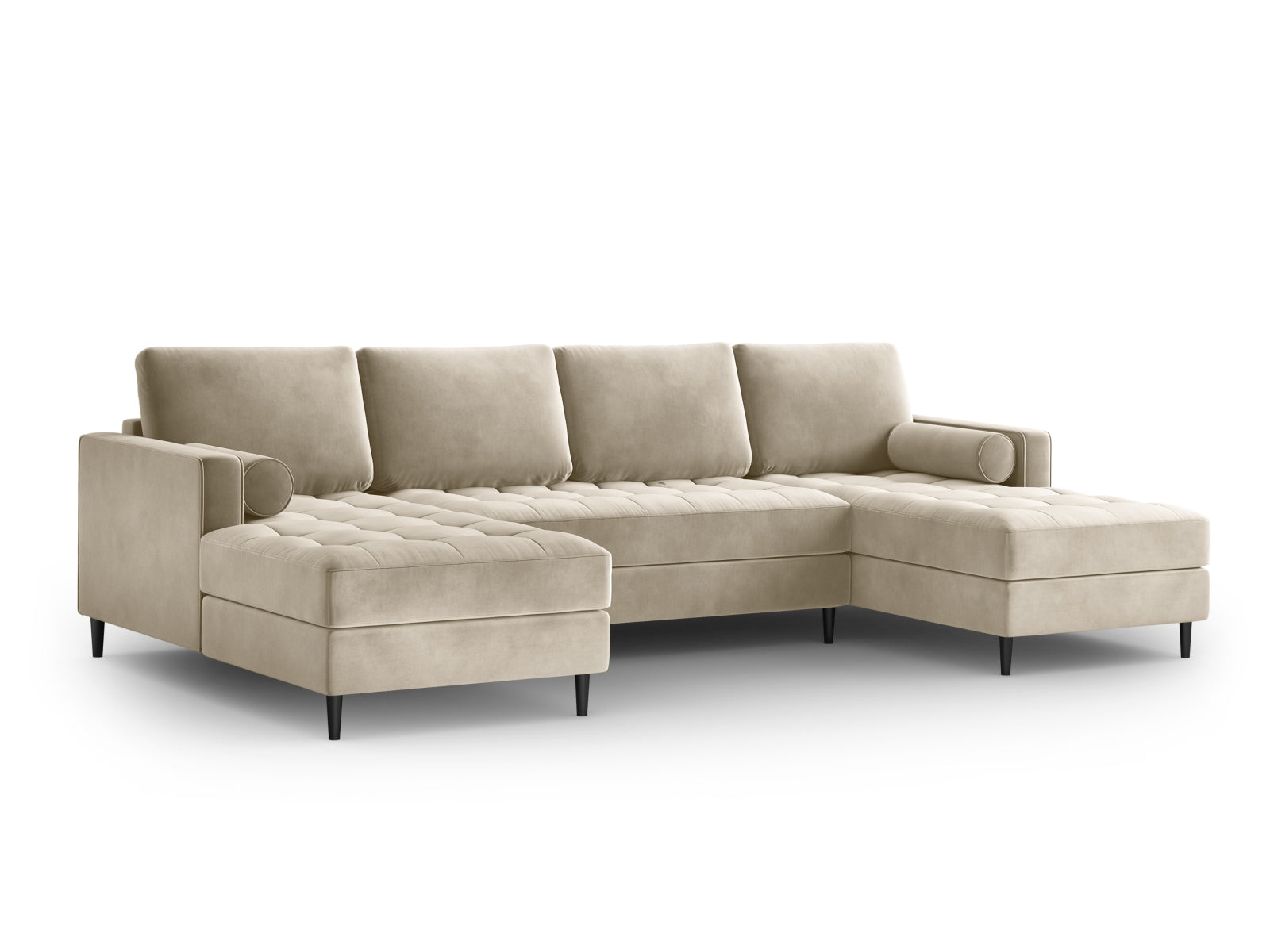 Stilvolles 6-Sitzer Panoramic Sofa Aspen in edlem Dunkelbeige, perfekt für entspannte Stunden und gesellige Zusammenkünfte.