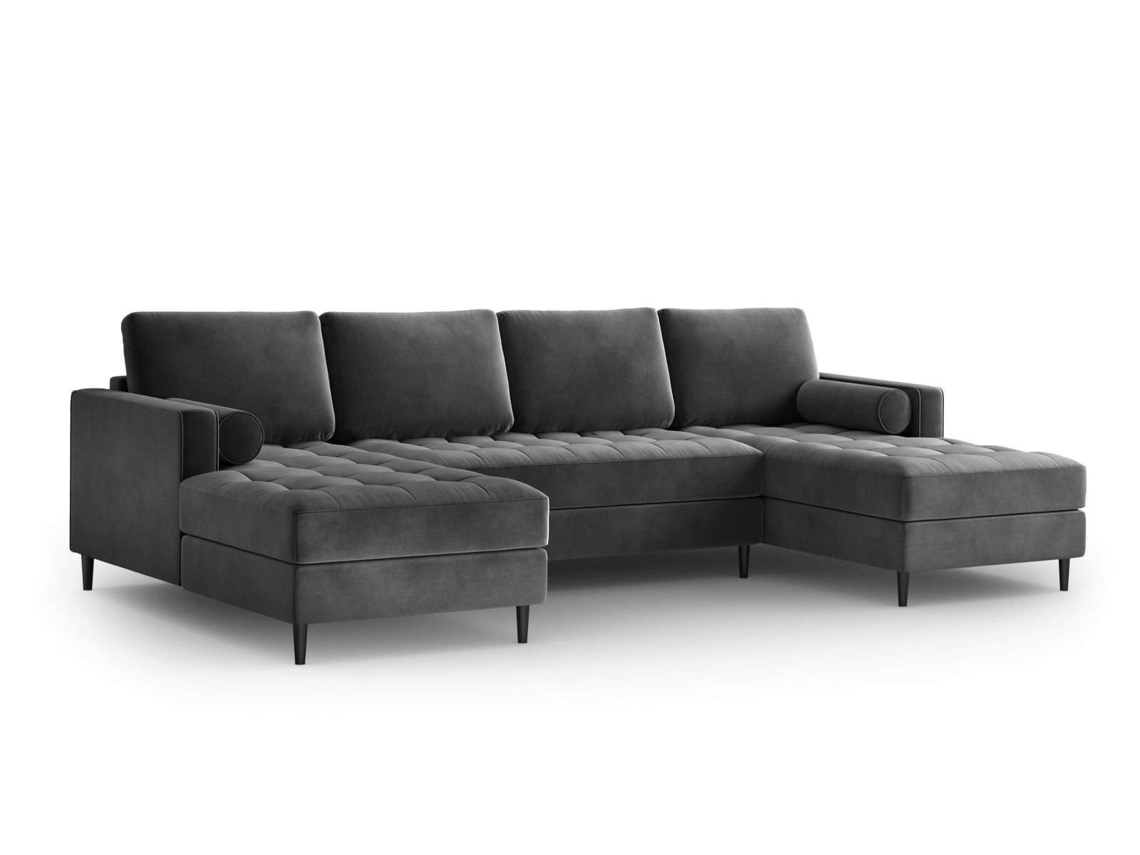 Modernes 6-Sitzer Panoramic Sofa Aspen in dunklem Grau, perfekt für gesellige Runden und stilvolle Einrichtung von Cosmopolitan Design.