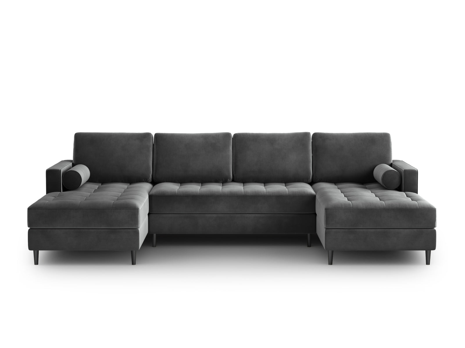 Elegantes Ecksofa Aspen für 6 Personen in dunklem Grau, ideal für gemütliche Abende und modernes Wohndesign von Cosmopolitan Design.