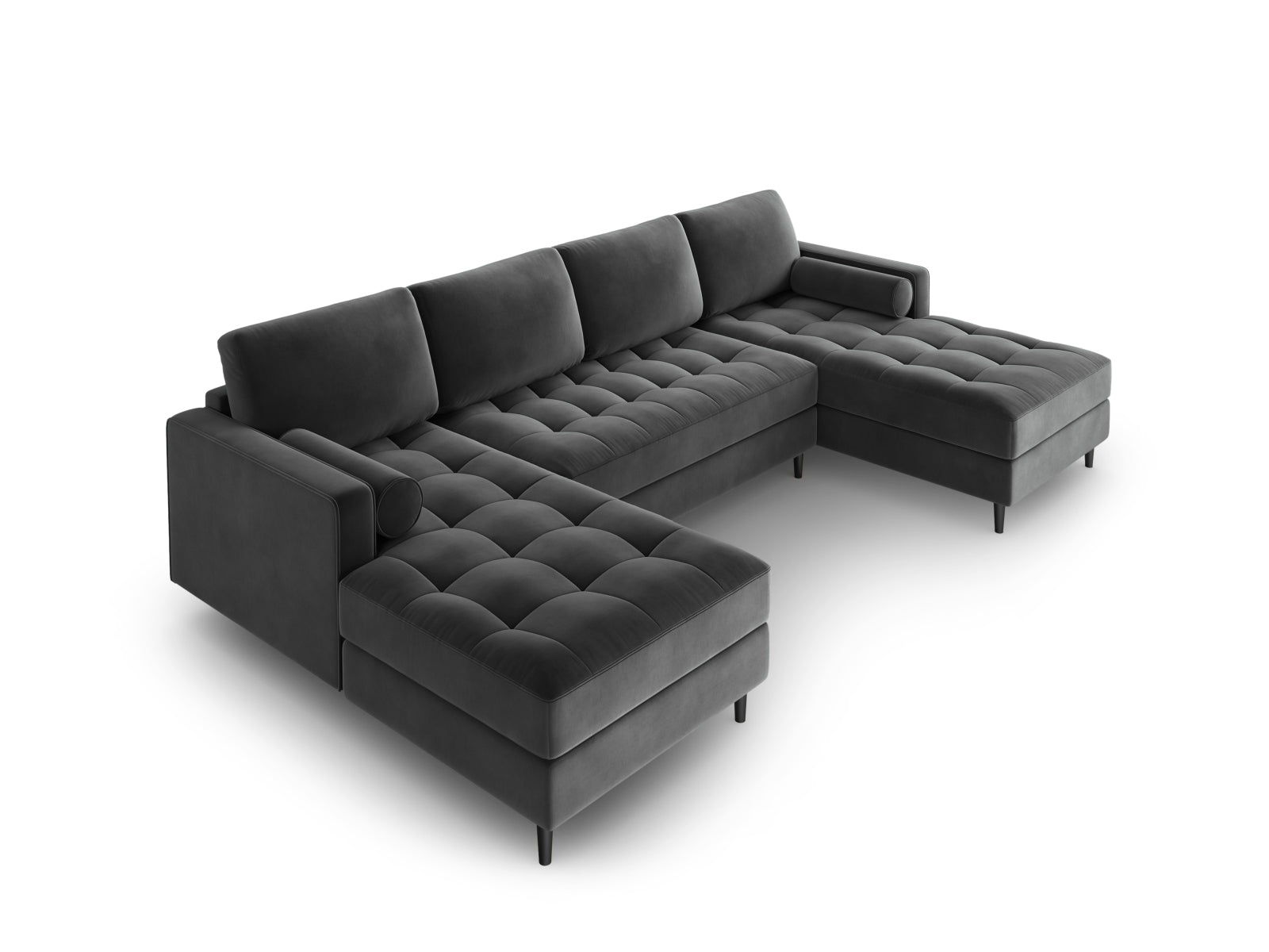 Stilvolles 6-Sitzer Panoramic Sofa Aspen in dunklem Grau, perfekt für gesellige Runden und zeitgemäße Einrichtung von Cosmopolitan Design.