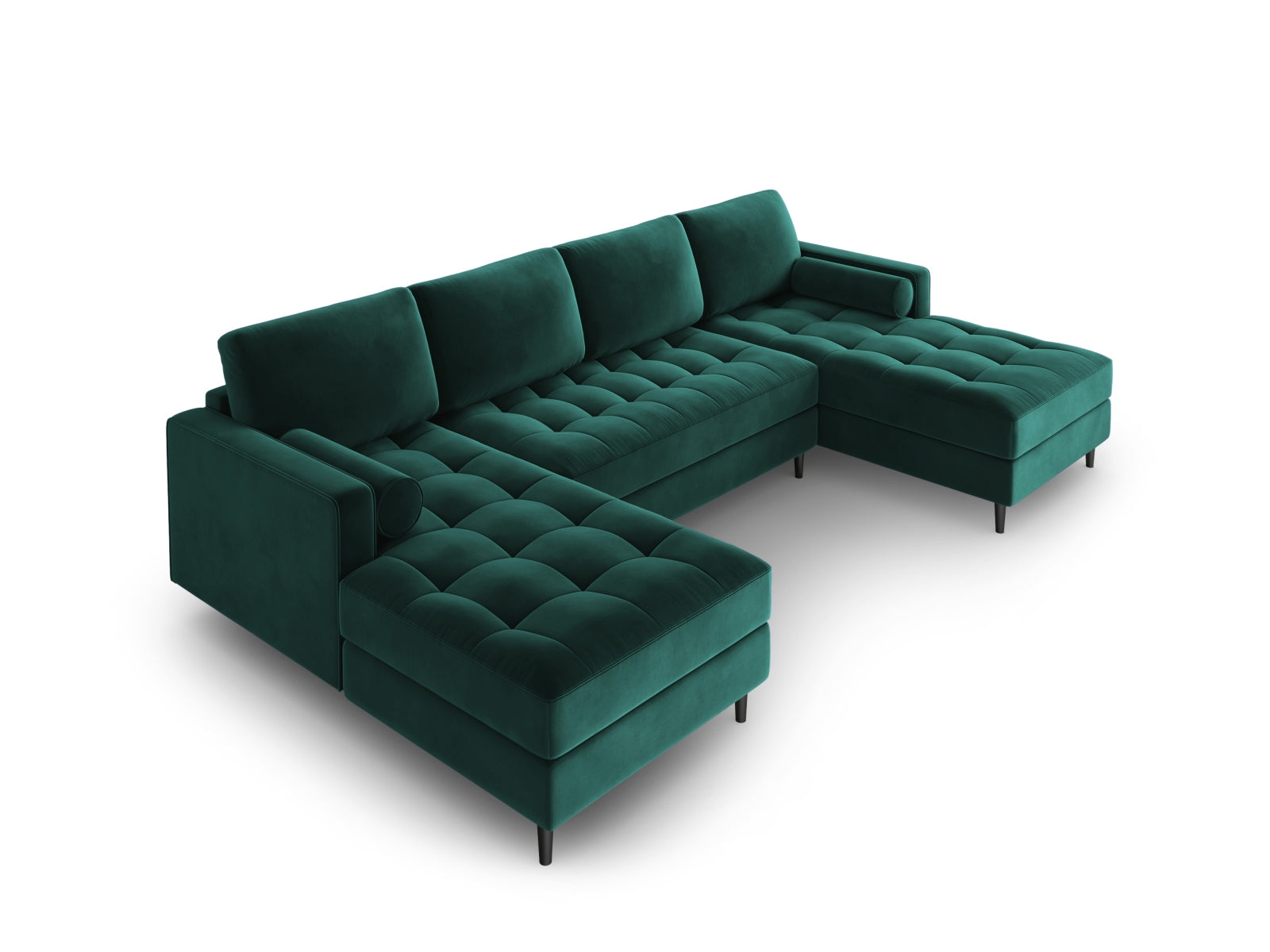 Geräumiges 6-Sitzer Panoramic Sofa Aspen in stilvollem Petrol-Salvador, perfekt für entspannte Abende und gesellige Zusammenkünfte.