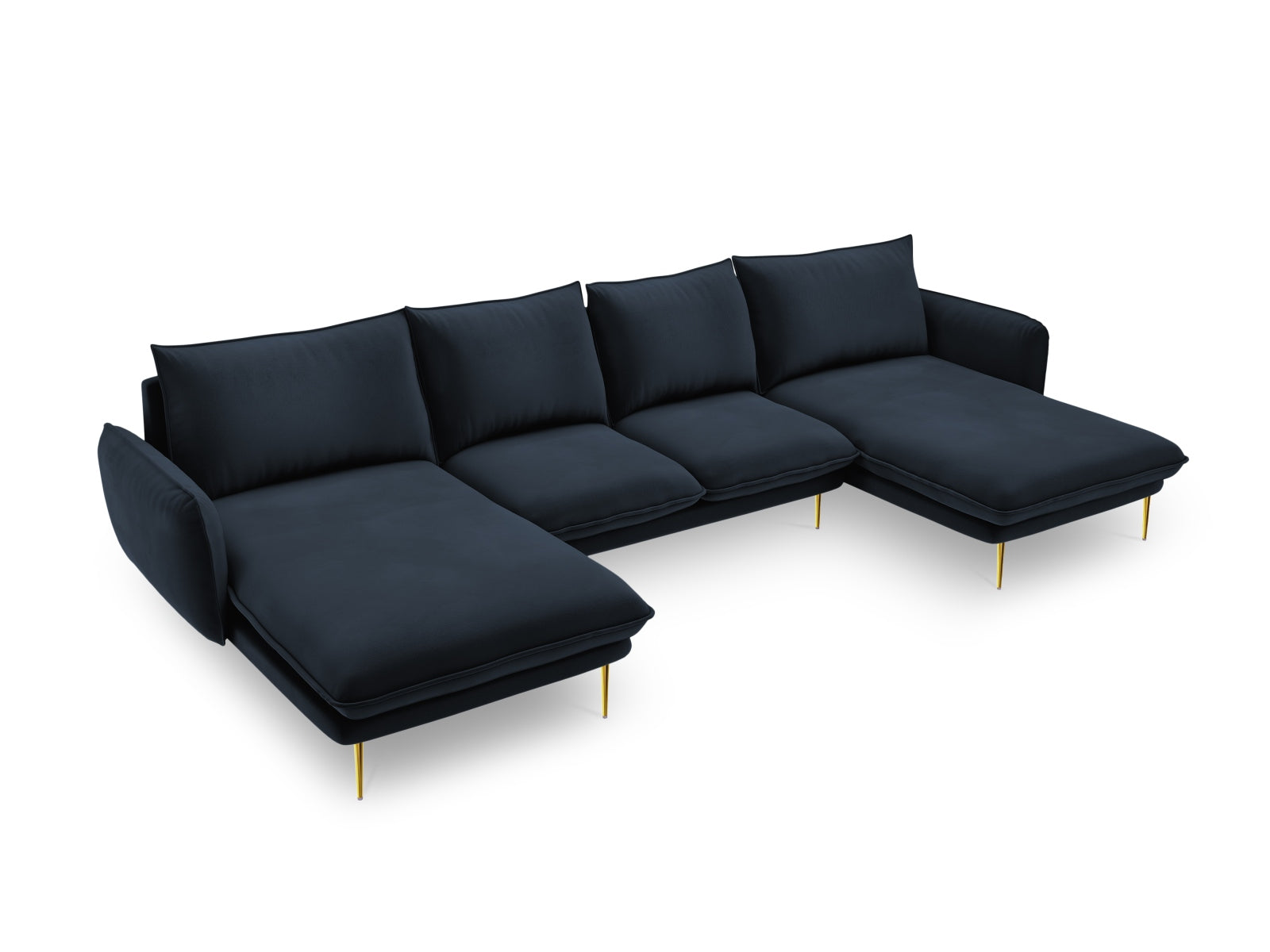 Vienna Velour Panoramic Sofa 6 Sitzer 170cm in Dark Blue/Gold-Bluvel präsentiert im Onlineshop von KAQTU Design AG. 3er Sofa ist von Cosmopolitan Design