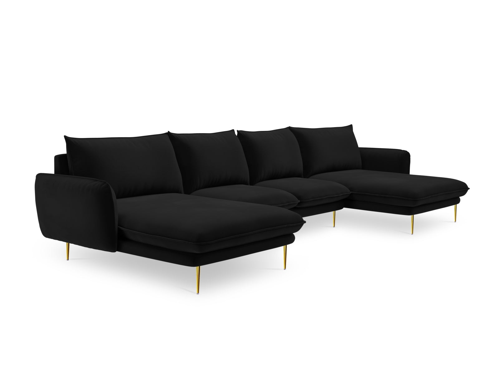 Vienna Velour Panoramic Sofa 6 Sitzer 170cm in Black/Gold-Bluvel präsentiert im Onlineshop von KAQTU Design AG. 3er Sofa ist von Cosmopolitan Design