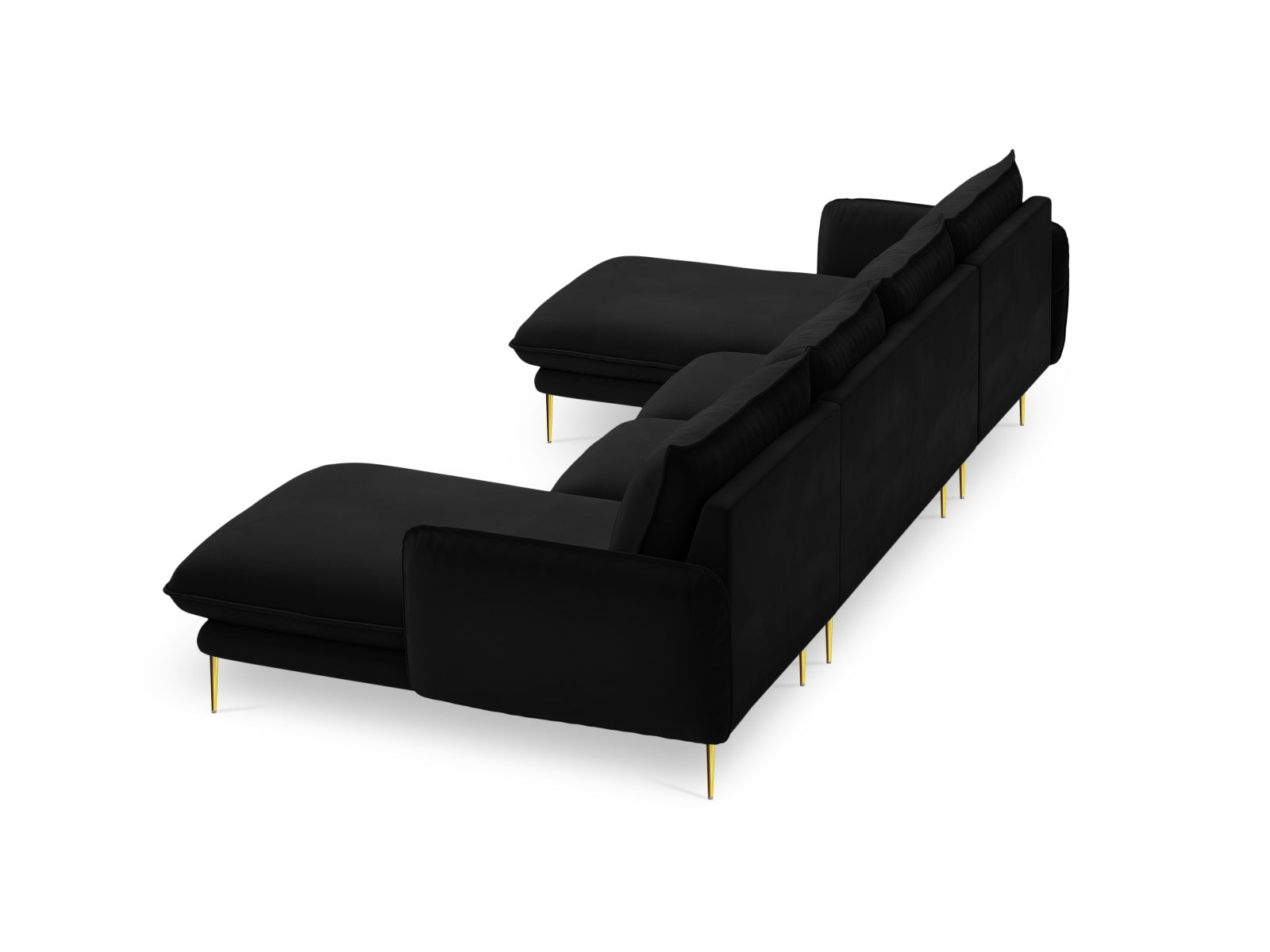 Vienna Velour Panoramic Sofa 6 Sitzer 170cm in Black/Gold-Bluvel präsentiert im Onlineshop von KAQTU Design AG. 3er Sofa ist von Cosmopolitan Design