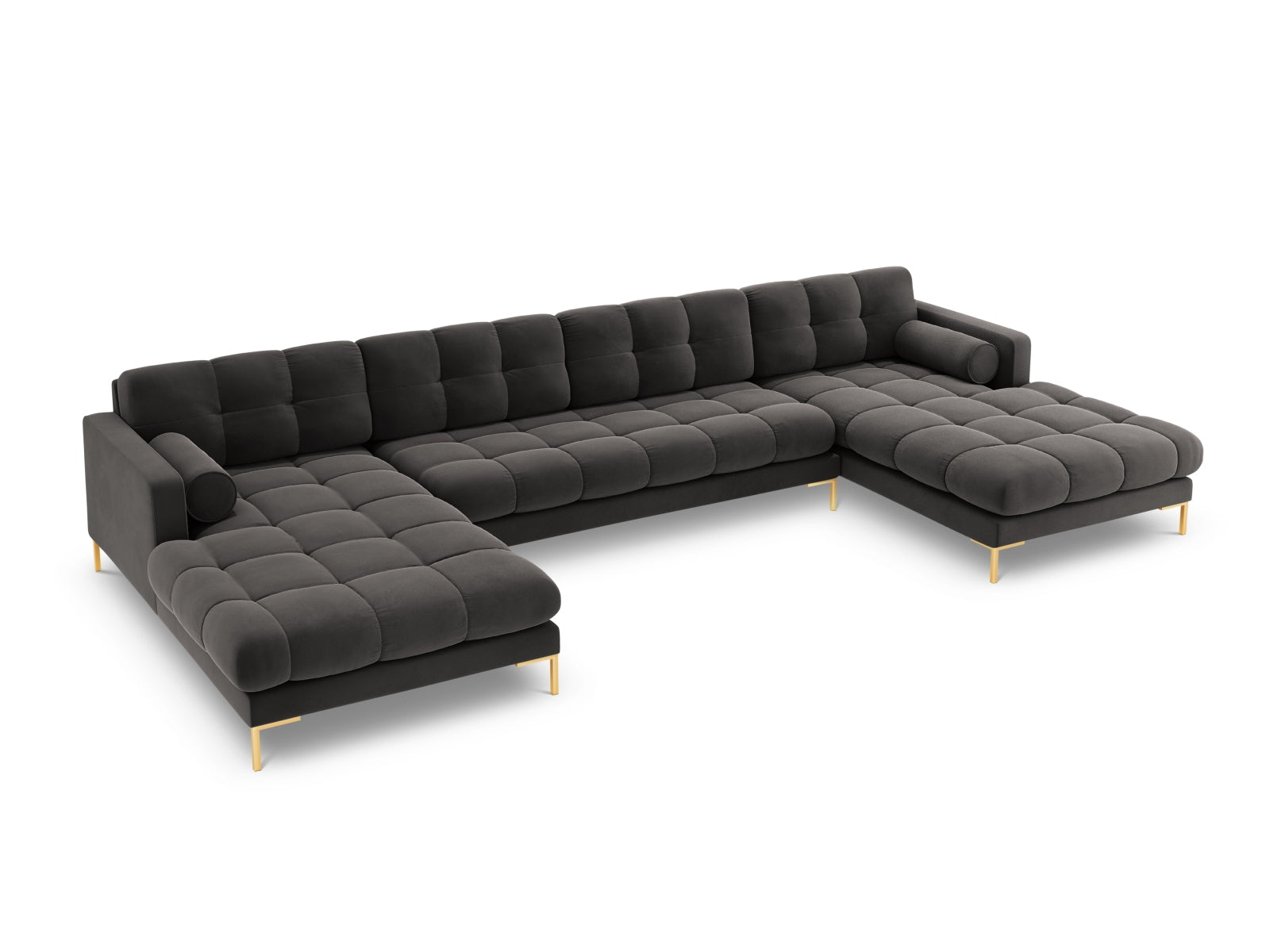 Geräumiges 7-Sitzer Panoramic Sofa Bali in stilvollem Dunkelgrau, perfekt für entspannte Abende und gesellige Zusammenkünfte.
