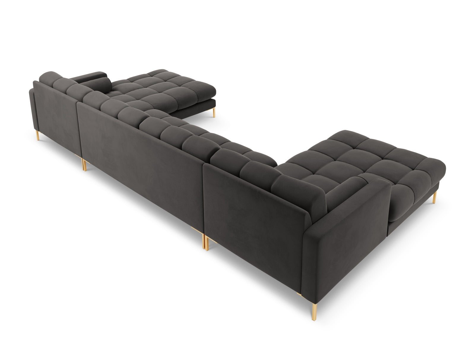 Elegantes 7-Sitzer Ecksofa Bali in modernem Dunkelgrau, ideal für gemütliche Zusammenkünfte und stilvolle Wohnräume.