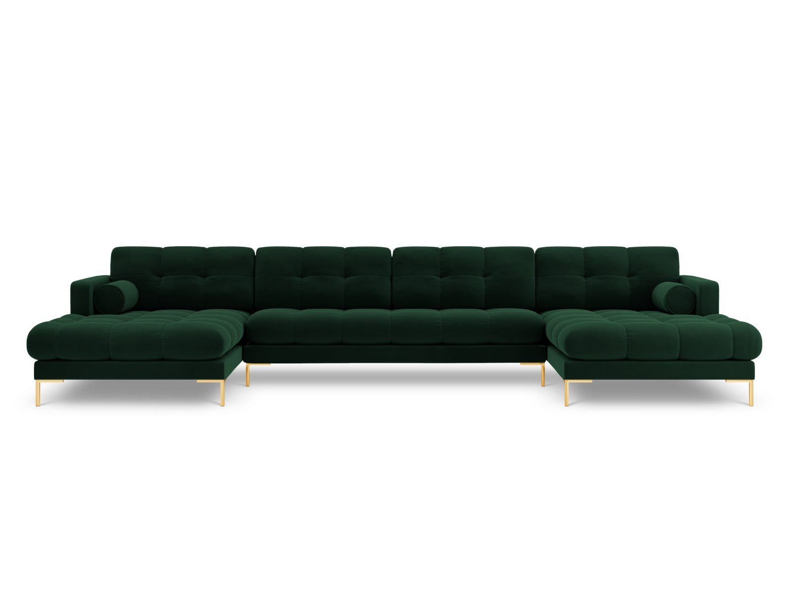 Geräumiges 7-Sitzer Panoramic Sofa Bali in edlem Flaschengrün, perfekt für gesellige Abende und stilvolle Einrichtung.