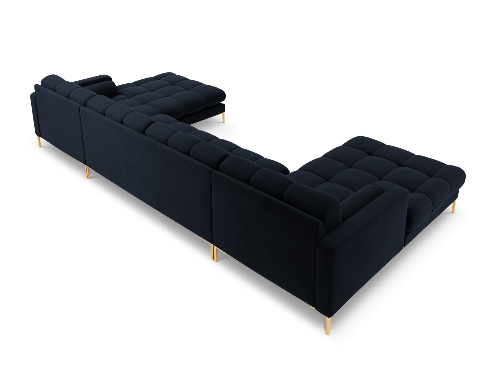 Stilvolles Ecksofa Bali für 7 Personen in edlem Blau, perfekt für entspannte Abende und zeitgemäße Einrichtungsideen.