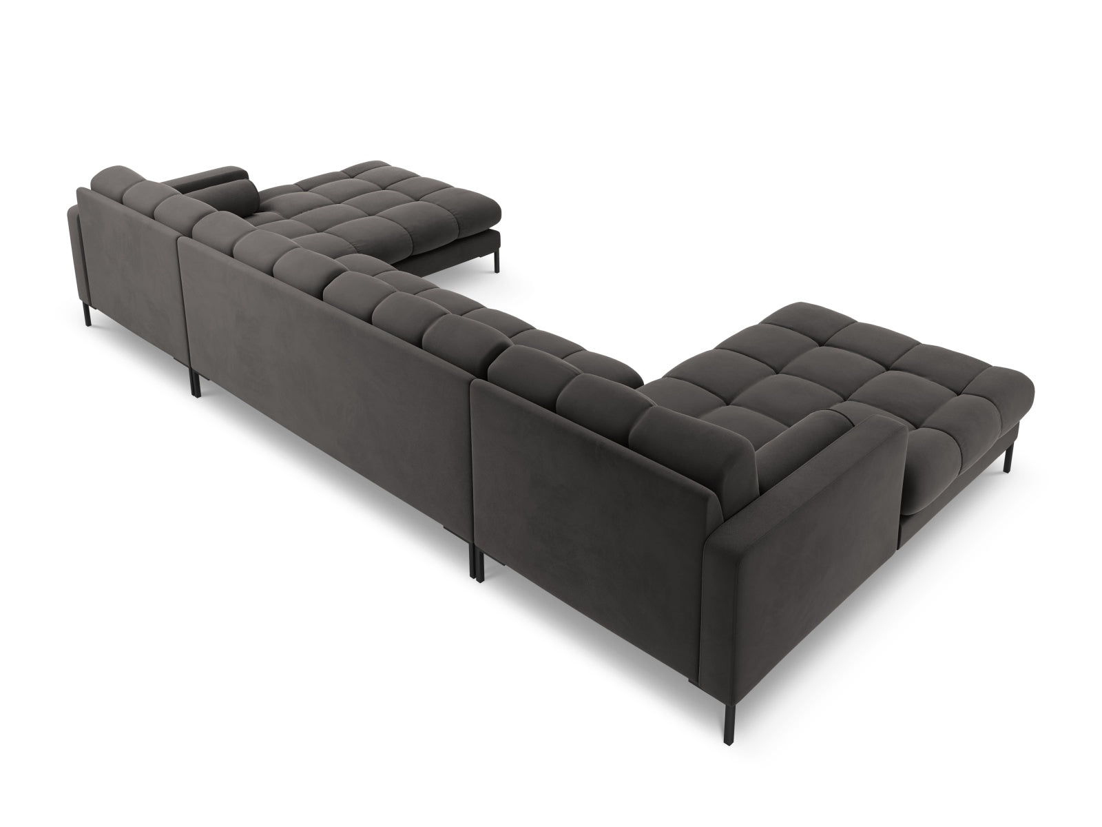 Elegantes 7-Sitzer Ecksofa Bali in Dunkelgrau, ideal für gesellige Runden und ein modernes Wohnambiente.