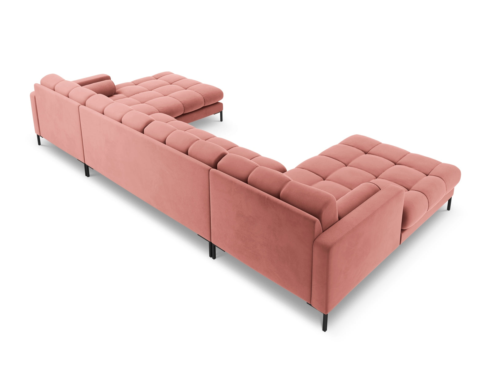 Elegantes 7-Sitzer Ecksofa Bali in trendigem Pink-Bluvel, ideal für einladende und stilvolle Wohnräume von Cosmopolitan Design.