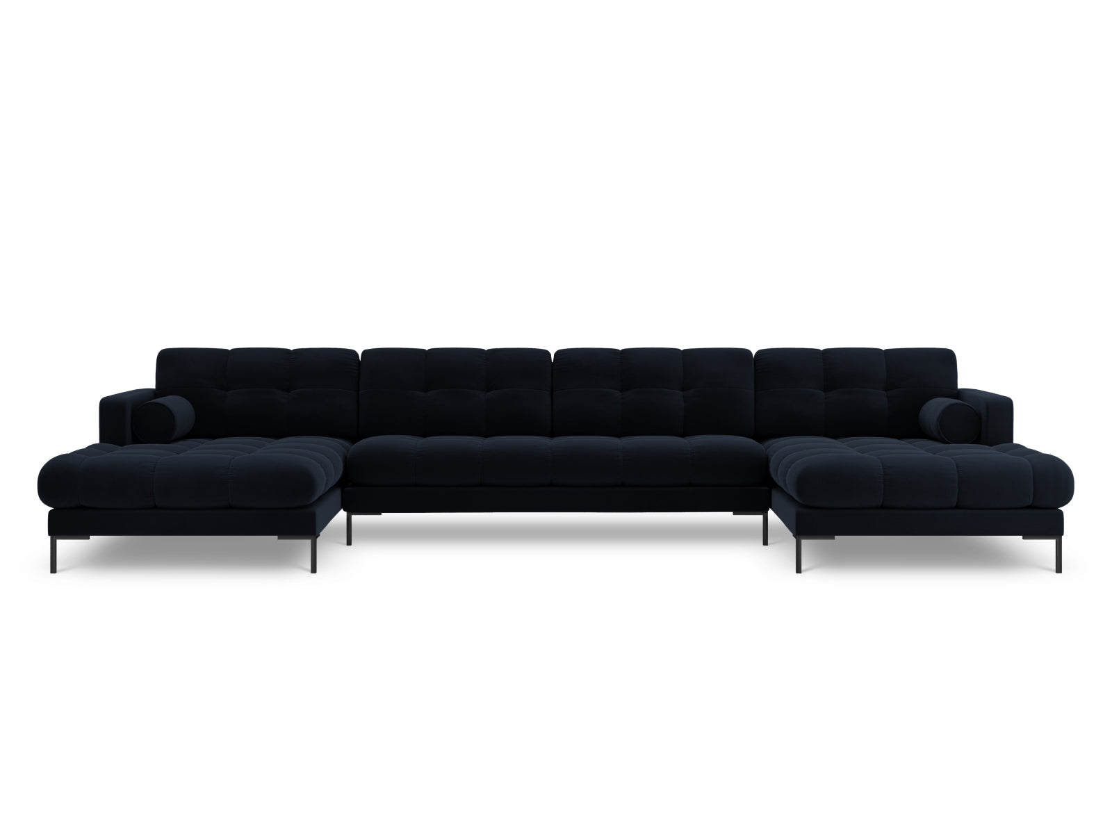 Elegantes 7-Sitzer Ecksofa Bali in Dunkelblau, ideal für stilvolle Wohnräume, von Cosmopolitan Design.