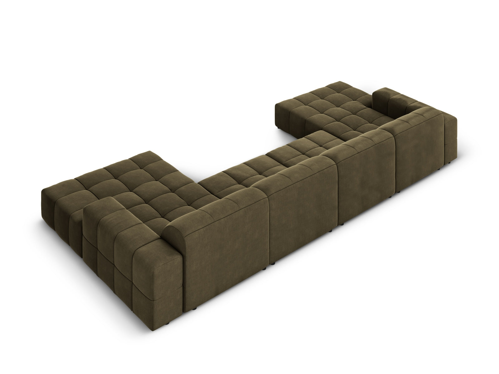 Stilvolles 6-Sitzer Chicago Velour Panoramic Sofa in edlem Green-Bluvel, perfekt für zeitgemäße Wohnkonzepte.