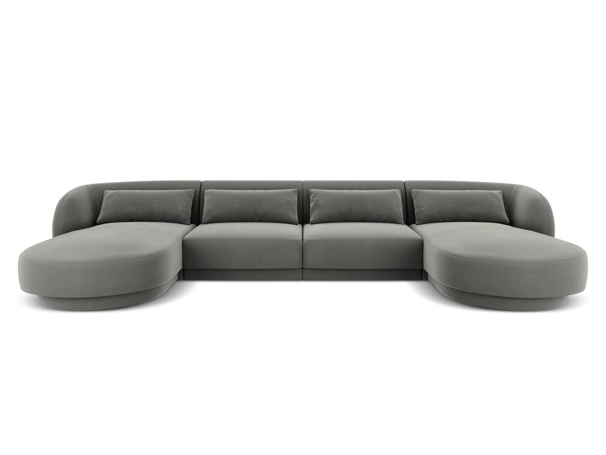 Tulum Velour Panoramic Sofa 5 Sitzer 156cm in Light Grey-Bluvel präsentiert im Onlineshop von KAQTU Design AG. 3er Sofa ist von Cosmopolitan Design
