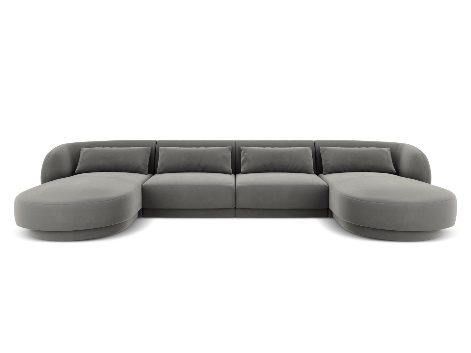 Tulum Velour Panoramic Sofa 5 Sitzer 156cm in Light Grey-Bluvel präsentiert im Onlineshop von KAQTU Design AG. 3er Sofa ist von Cosmopolitan Design