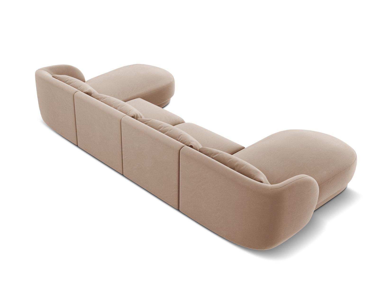Luxuriöses 5-Sitzer Velourssofa mit Panorama-Design, ideal für ein modernes und einladendes Wohnambiente.