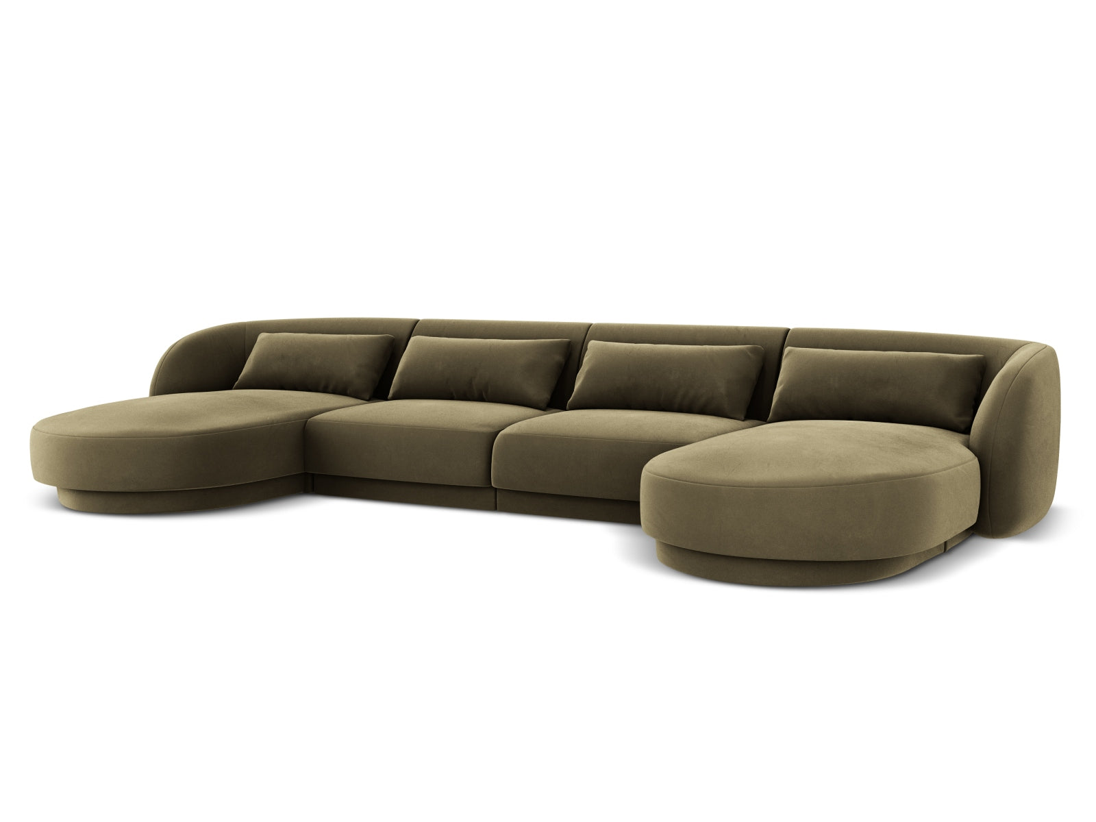 Modernes Tulum Velour Panoramic Sofa in ansprechendem Grün-Blau, perfekt für gemütliche und stilvolle Wohnzimmergestaltung.