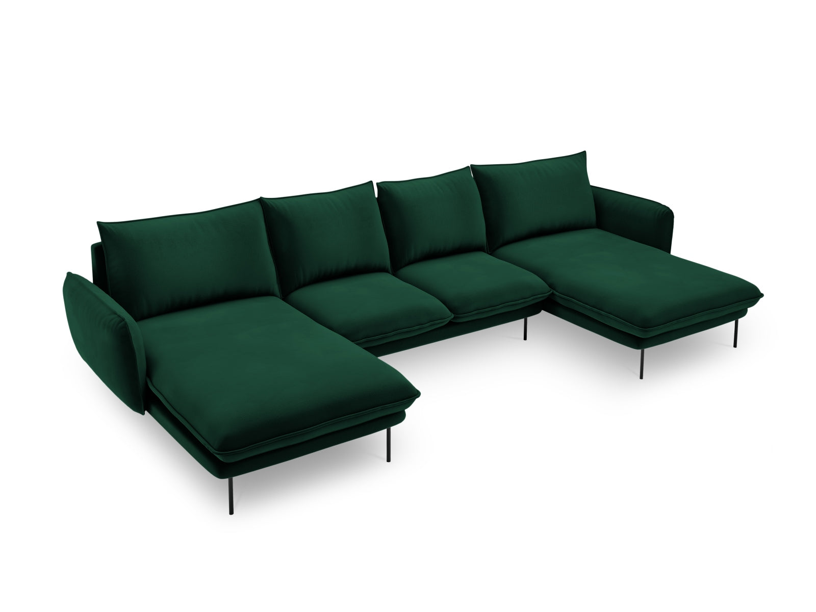 Vienna Velour Panoramic Sofa 6 Sitzer 170cm in Bottle Green/Schwarz-Bluvel präsentiert im Onlineshop von KAQTU Design AG. 3er Sofa ist von Cosmopolitan Design