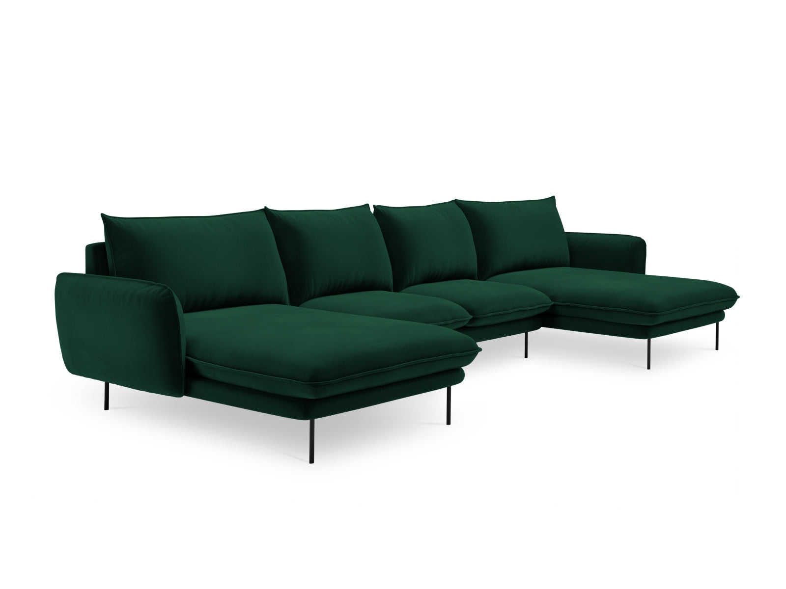 Luxuriöses 6-Sitzer Vienna Velour Panoramic Sofa in tiefem Flaschengrün, perfekt für moderne und elegante Wohnambiente.
