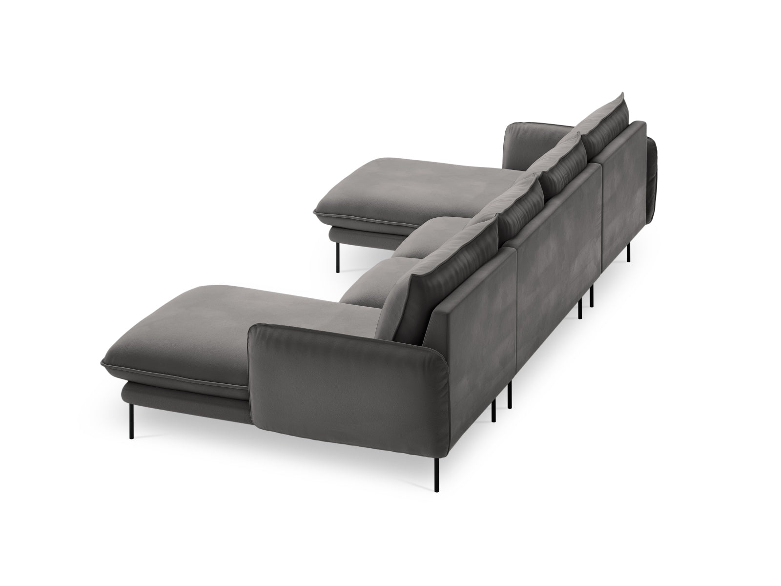 Elegantes 6-Sitzer Sofa im Veloursdesign, ideal für großzügige Wohnräume und entspannte Stunden mit Familie und Freunden.