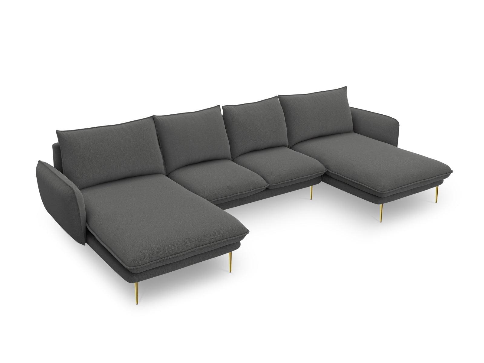 Vienna Panoramic Sofa 6 Sitzer 170cm in Dark Grey/Gold-Positano präsentiert im Onlineshop von KAQTU Design AG. 5er Sofa ist von Cosmopolitan Design