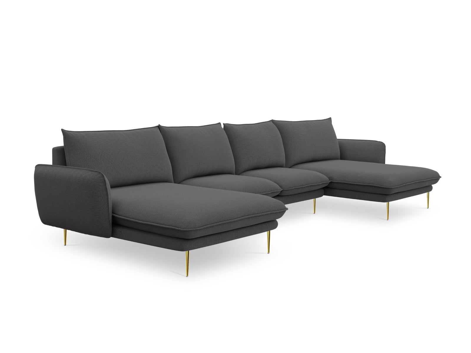 Elegantes 6-Sitzer Sofa Vienna Panoramic in dunklem Grau, ideal für gemütliche Zusammenkünfte und modernes Wohndesign.