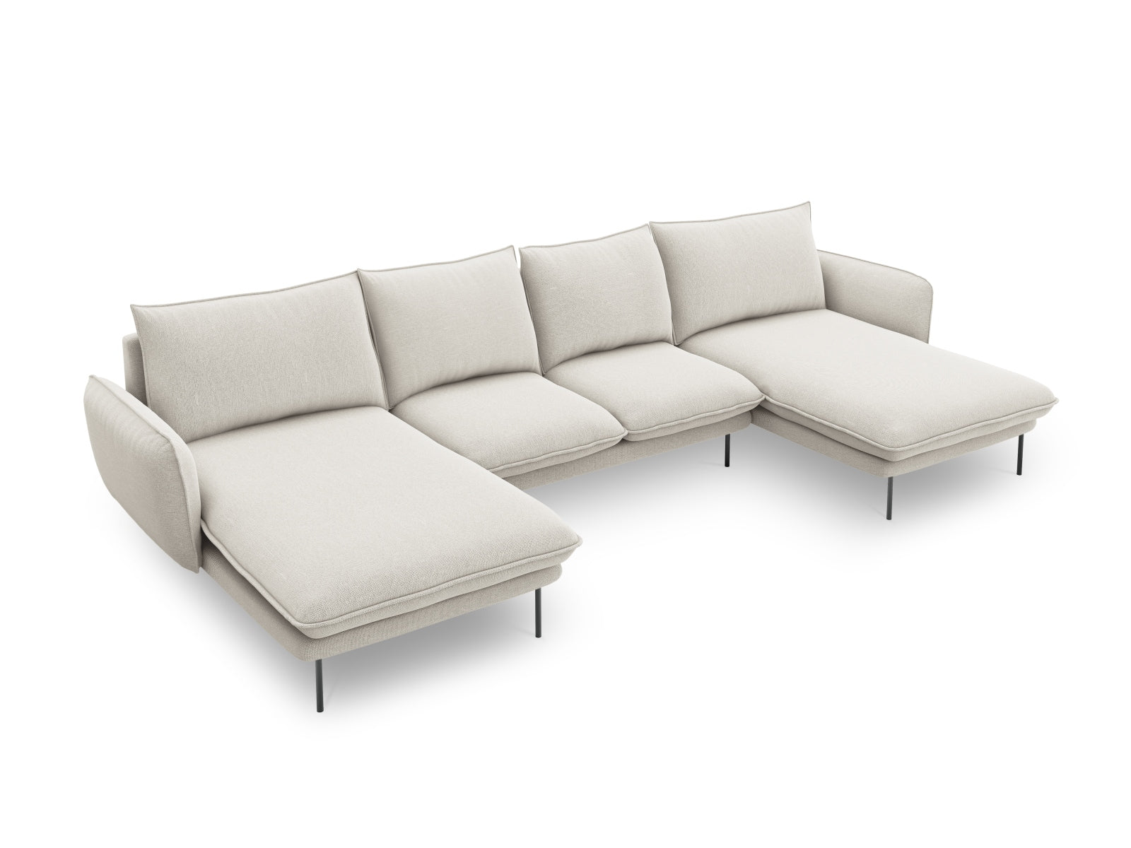 Vienna Panoramic Sofa 6 Sitzer 170cm in Light Beige/Schwarz-Positano präsentiert im Onlineshop von KAQTU Design AG. 5er Sofa ist von Cosmopolitan Design