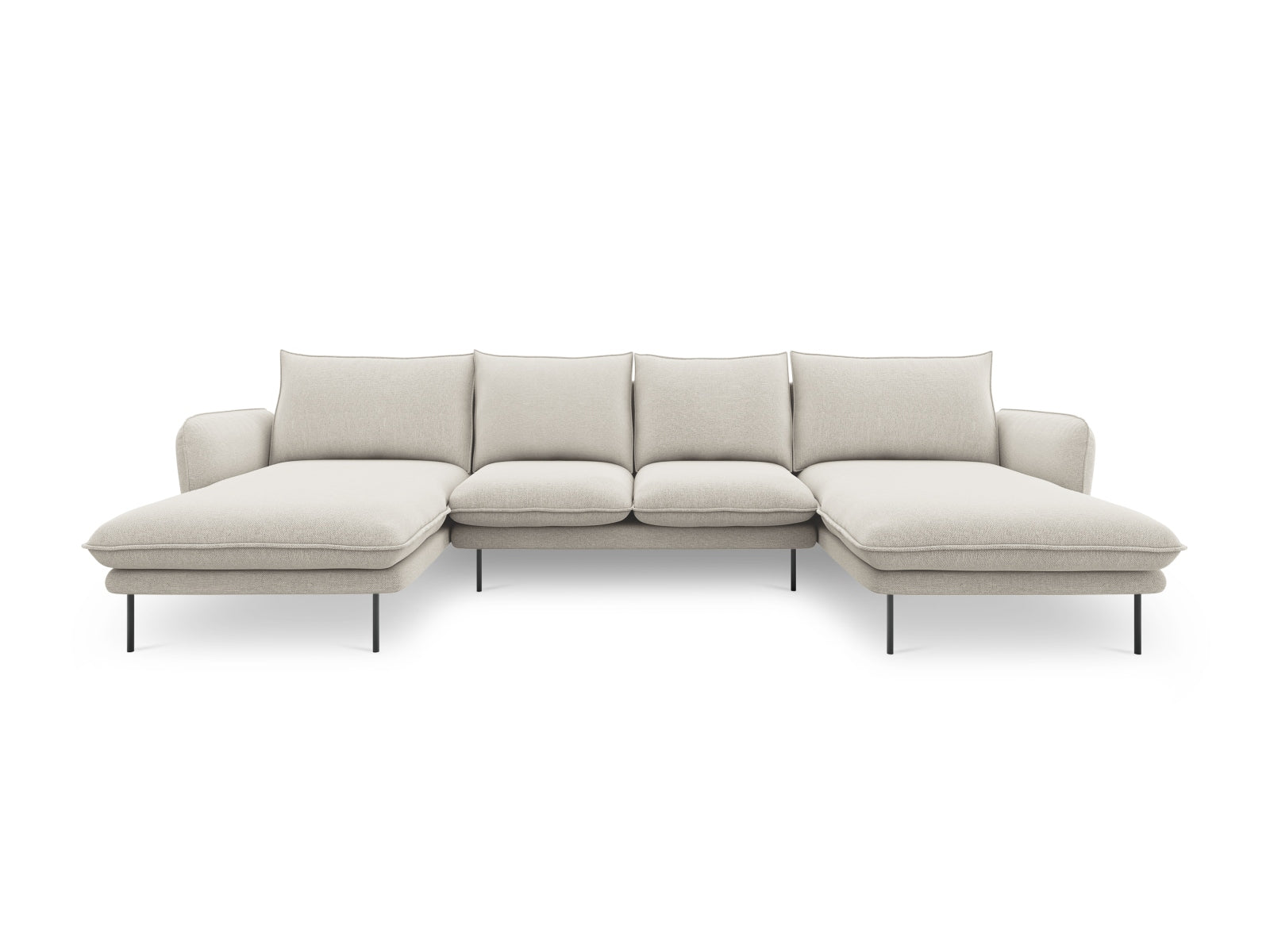 Modernes 6-Sitzer Vienna Panoramic Sofa in sanften Beige- und Schwarz-Tönen, perfekt für entspannte Stunden und stilvolle Einrichtung.