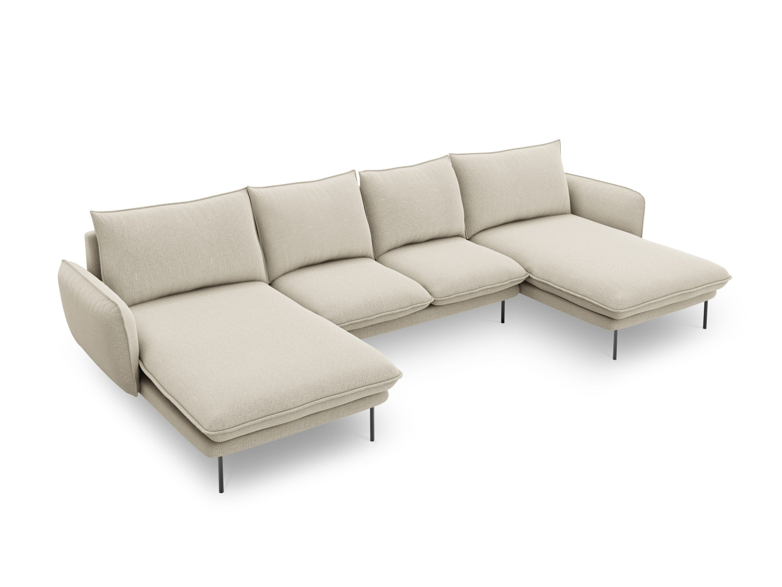 Vienna Panoramic Sofa 6 Sitzer 170cm in Beige/Schwarz-Positano präsentiert im Onlineshop von KAQTU Design AG. 5er Sofa ist von Cosmopolitan Design