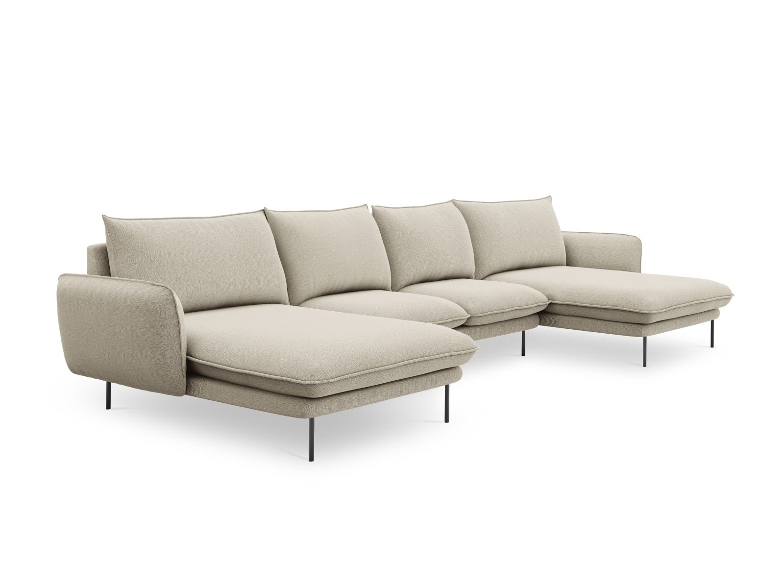 Elegantes 6-Sitzer Sofa Vienna Panoramic in Beige und Schwarz, ideal für gemütliche Zusammenkünfte und modernes Wohndesign.