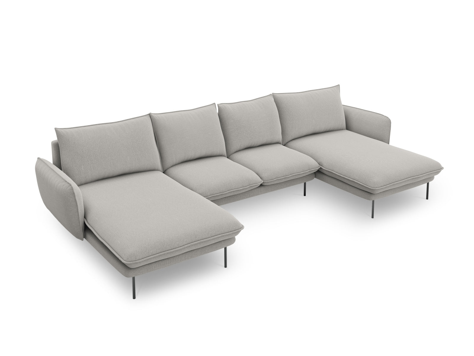 Vienna Panoramic Sofa 6 Sitzer 170cm in Light Grey/Schwarz-Asgard/ Positano präsentiert im Onlineshop von KAQTU Design AG. 5er Sofa ist von Cosmopolitan Design