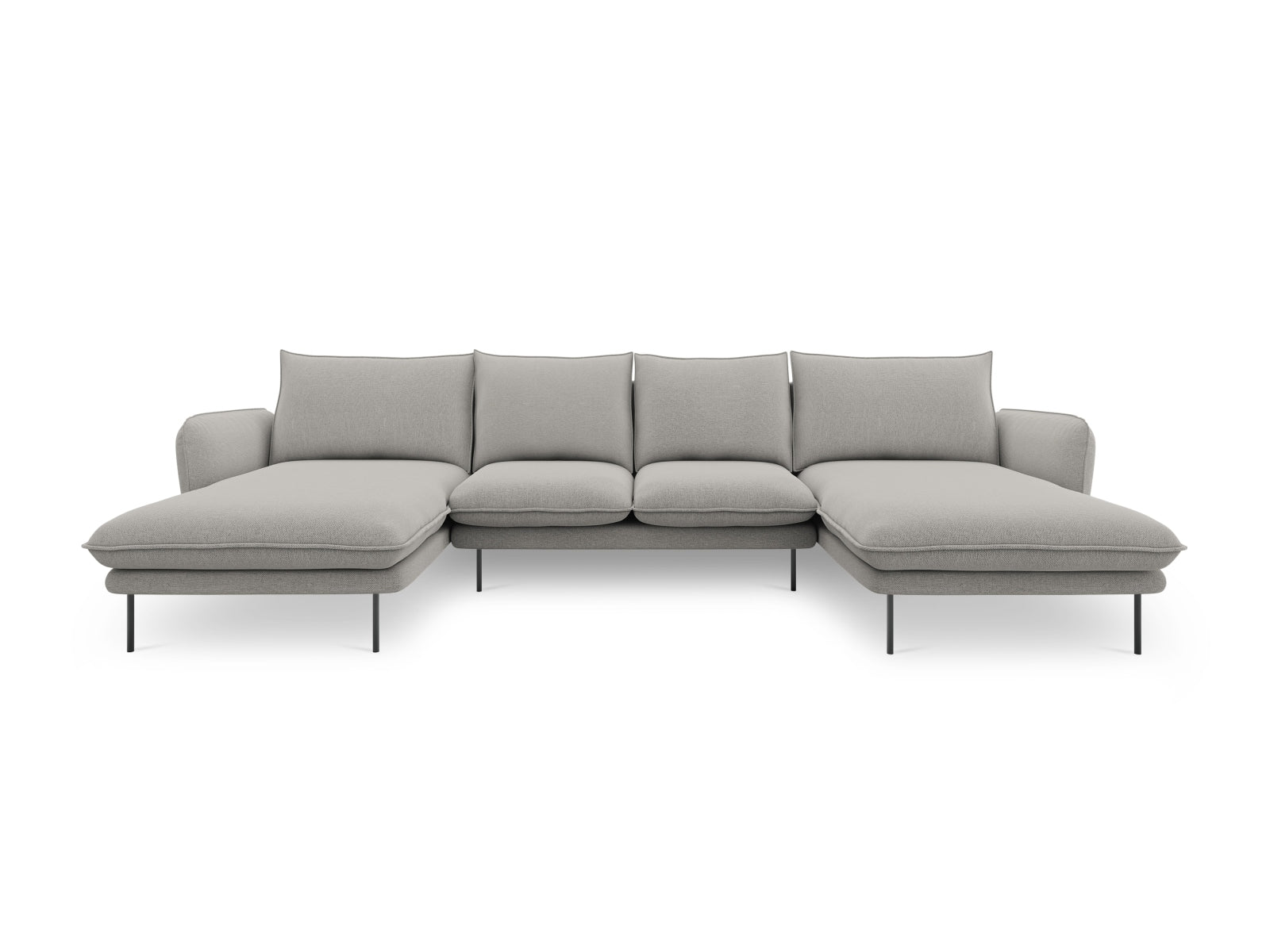 Modernes 6-Sitzer Vienna Panoramic Sofa in Hellgrau und Schwarz, perfekt für gemütliche Abende und stilvolle Einrichtung.