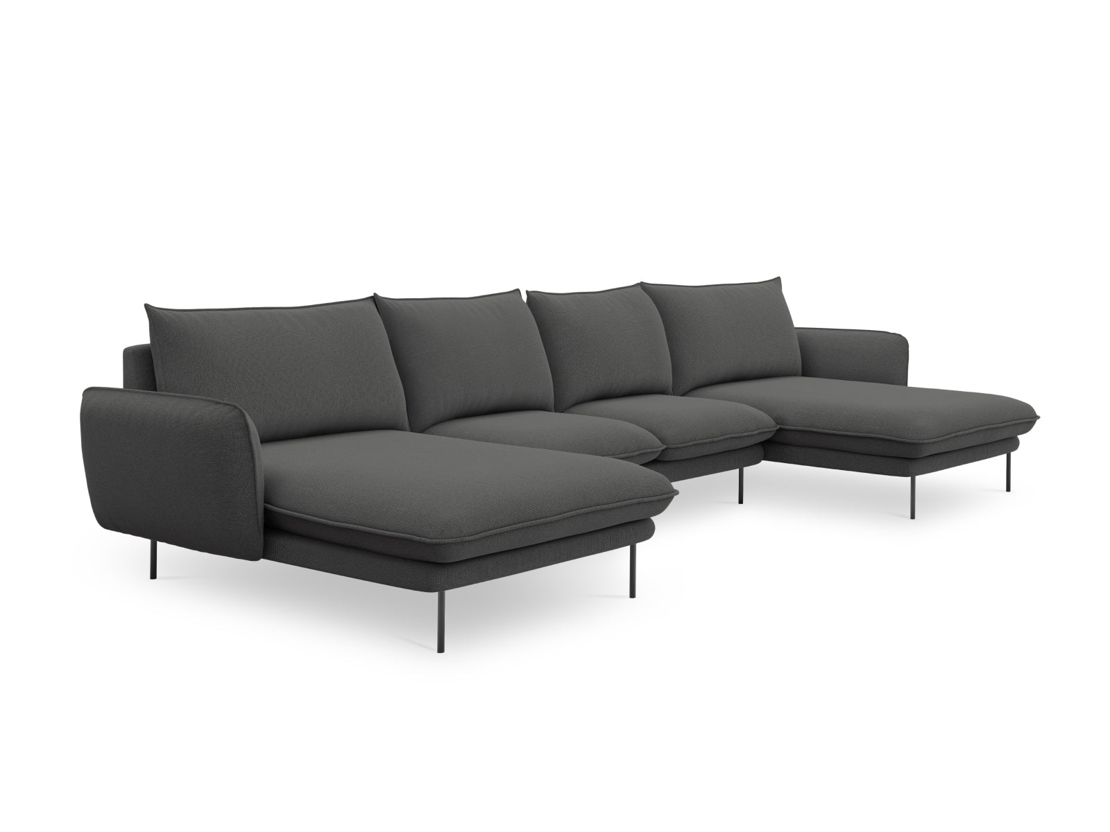 Elegantes 6-Sitzer Sofa Vienna Panoramic in Dunkelgrau/Schwarz, ideal für entspannte Stunden und modernes Wohndesign.