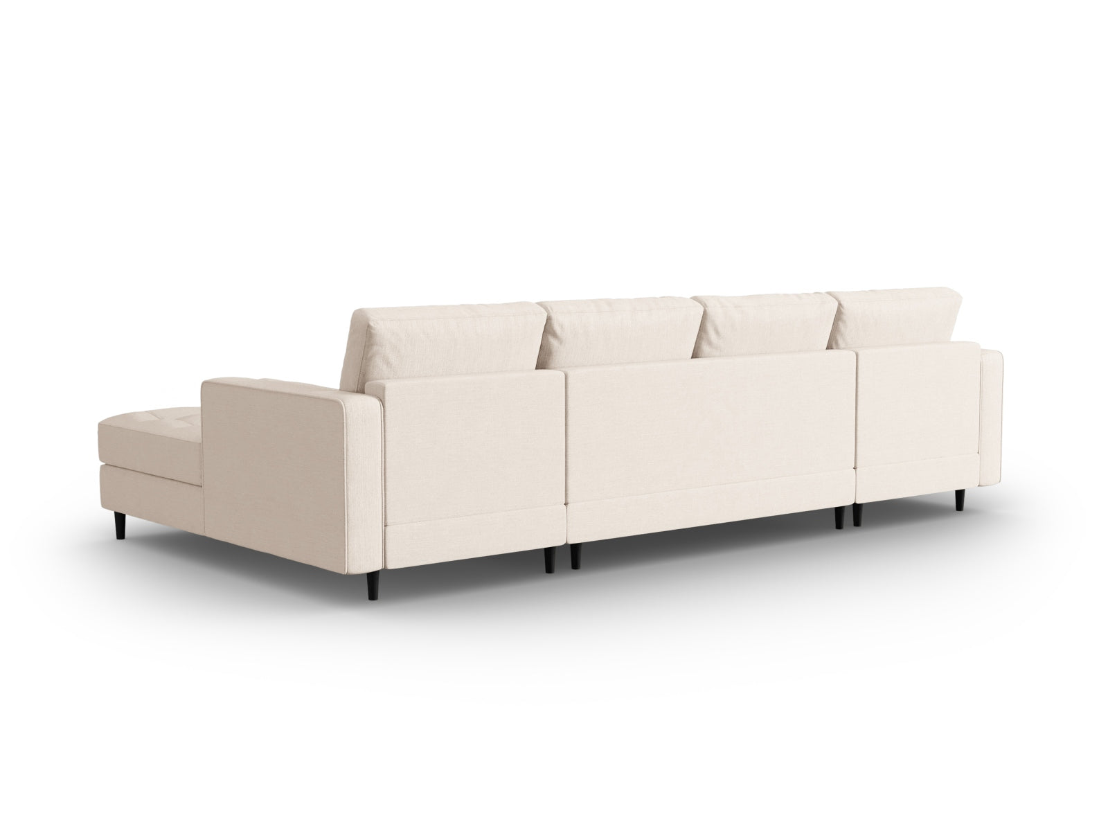 Modernes 6-Sitzer Panoramic Sofa Aspen in hellem Beige, perfekt für gemütliche Zusammenkünfte und stilvolle Einrichtungsideen.