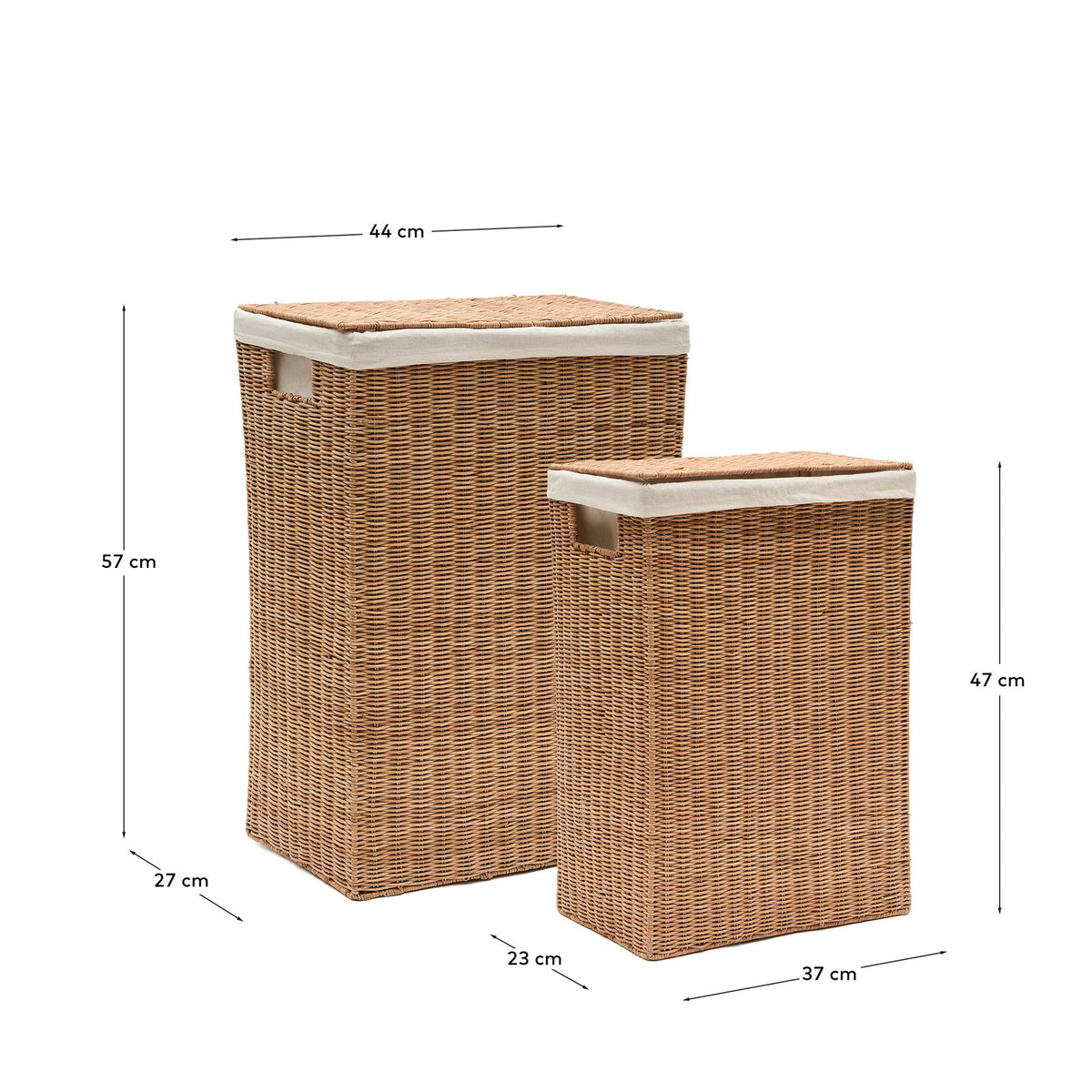 Set Indali aus 2 Körben aus Rattan 44 x 27 cm / 37 x 23 cm in Braun präsentiert im Onlineshop von KAQTU Design AG. Aufbewährungskörbe ist von Kave Home