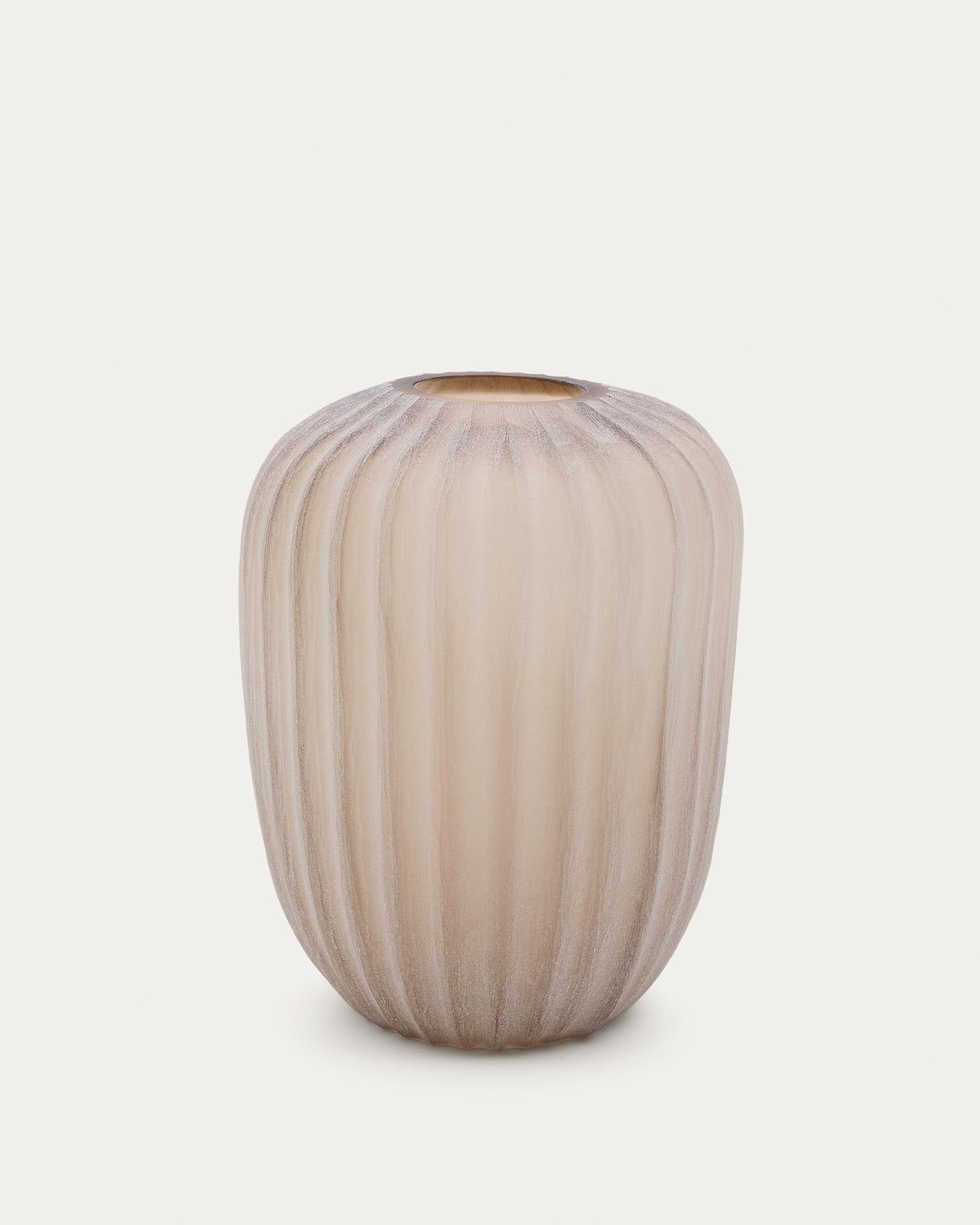Vase Lumia aus beigem Glas 38 cm in Beige präsentiert im Onlineshop von KAQTU Design AG. Vase ist von Kave Home